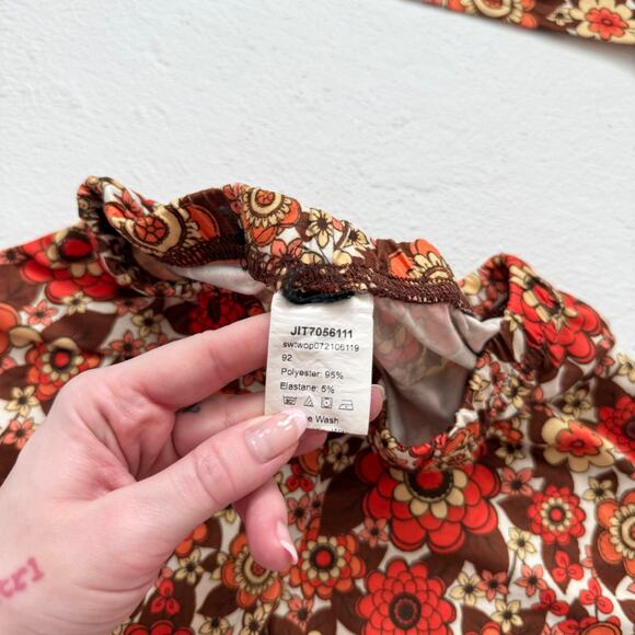 Boho Floral Crop Tank And Biker Shorts Set Super Soft Stretchy, Size XS/S - Picture 4 of 6